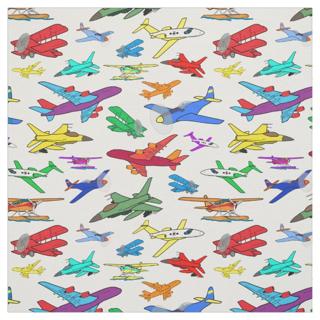 Tecido Padrão de Aviões Coloridos (Modelo)