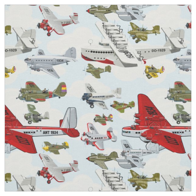 Tecido Padrão de aviões retrógrados de desenho (Modelo)