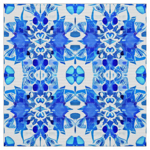 Tecido Padrão de Azulejo de cobalto azul e branco