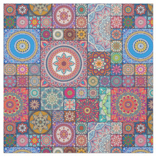 Tecido Padrão de Azulejo de Mandala/Marrocos