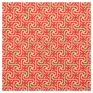 Tecido Padrão de azulejo egípcio, laranja de coral