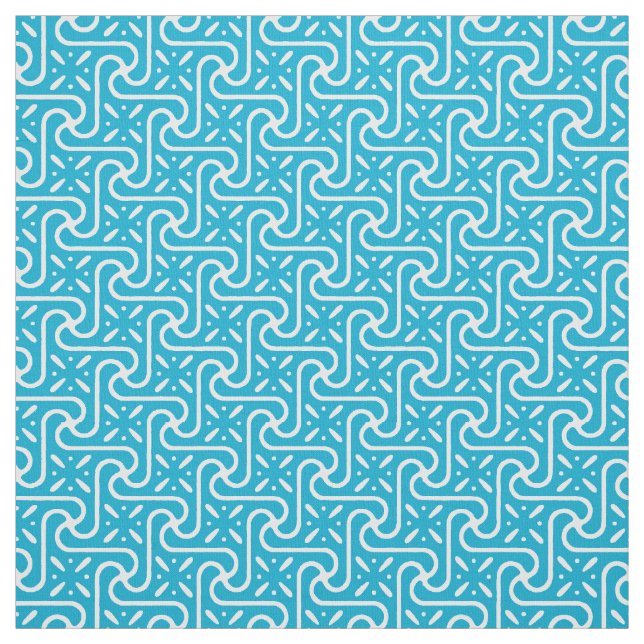 Tecido Padrão de azulejo egípcio, turquesa e branco (Modelo)