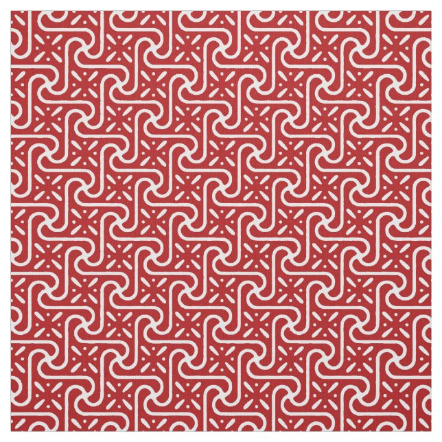 Tecido Padrão de azulejo egípcio, vermelho escuro e branc (Modelo)