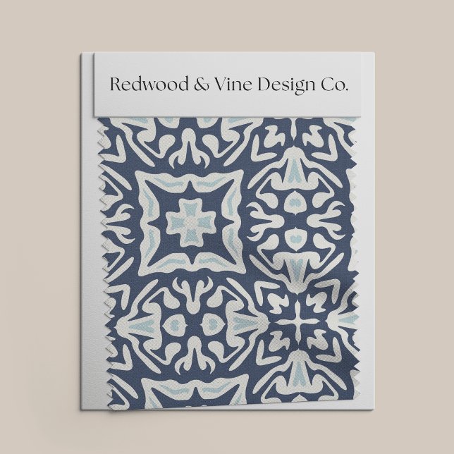 Tecido Padrão de Azulejo espanhol branco e marinho (Criador carregado)