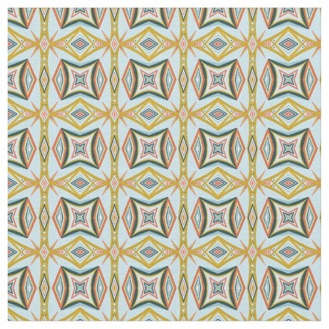 Tecido Padrão de Azulejo Geométrico Azul (Detalhe)