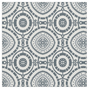 Tecido Padrão de Azulejo Geométrico Circular Denim