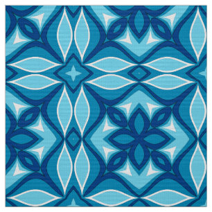Tecido Padrão de Azulejo Geométrico Moderno Tons de Azul