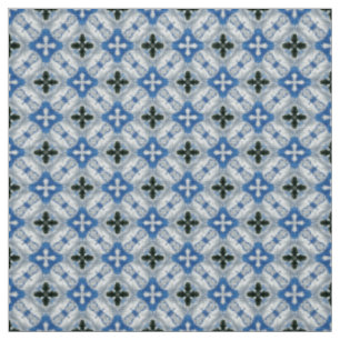 Tecido Padrão de Azulejos azuis e Lavandas