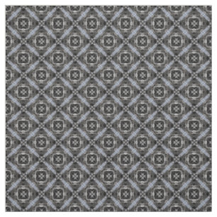 Tecido Padrão de Azulejos Prateado, Branco e Preto