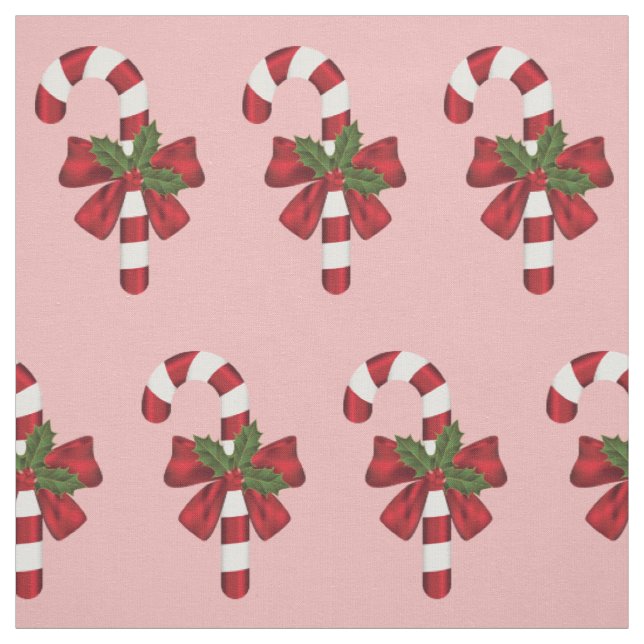 Tecido Padrão de Bala de Natal Vermelha e Branca em Rosa (Modelo)