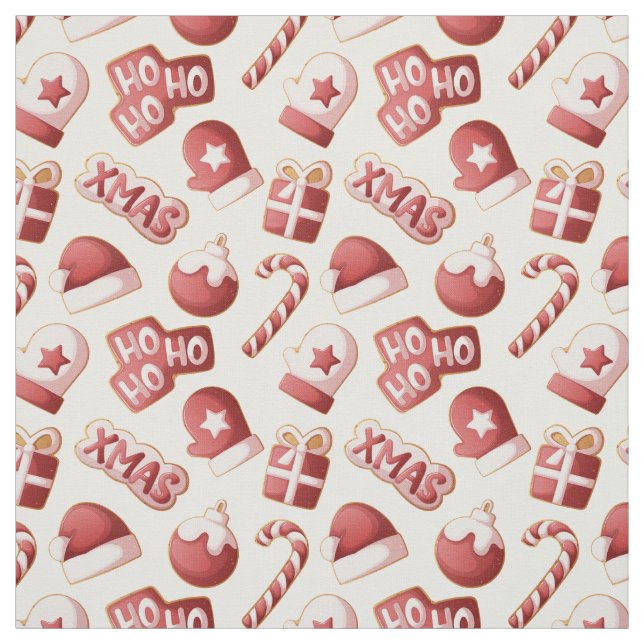 Tecido Padrão de Bala de Natal Vermelho Branco Fofo (Modelo)