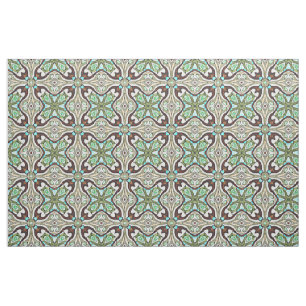 Tecido Padrão de Balança Azul-Turquesa Castanho Retro Nou