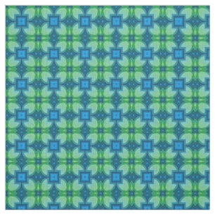 Tecido Padrão de Batik Bali Verde Lima Turquesa Água Azul