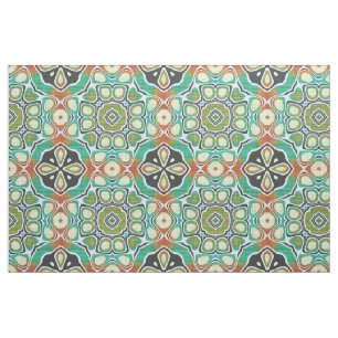 Tecido Padrão de Batik Bali Verde Turquesa Lima Laranja