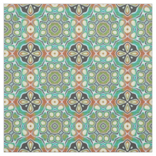 Tecido Padrão de Batik Bali Verde Turquesa Lima Laranja