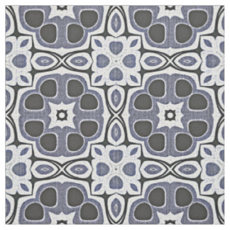 Tecido Padrão de Batik Floral Violeta Cinza Azul de Bali