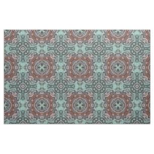 Tecido Padrão de Batik Verde Verde Azul-Teal Vermelho Esc