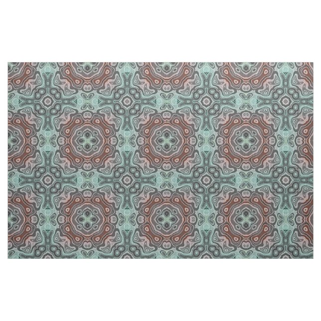Tecido Padrão de Batik Verde Verde Azul-Teal Vermelho Esc (Fat Quarter)