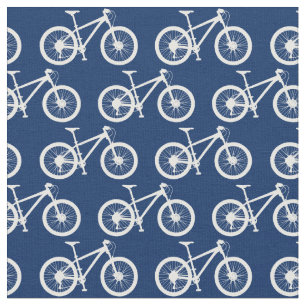 Tecido Padrão de Bicicletas Brancas no Marinho Azul