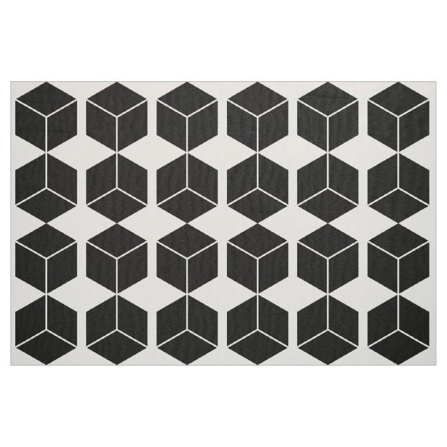Tecido Padrão de Bloco - Preto no Branco (Fat Quarter)