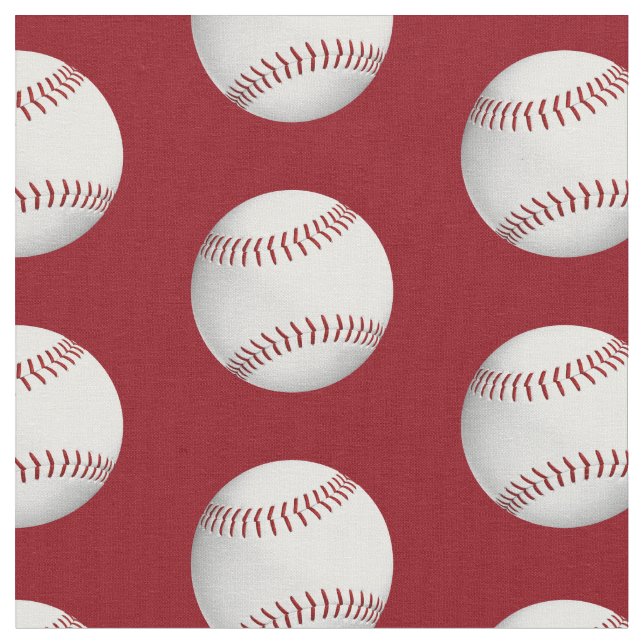 Tecido padrão de bolas de baseball em esportes vermelhos (Detalhe)