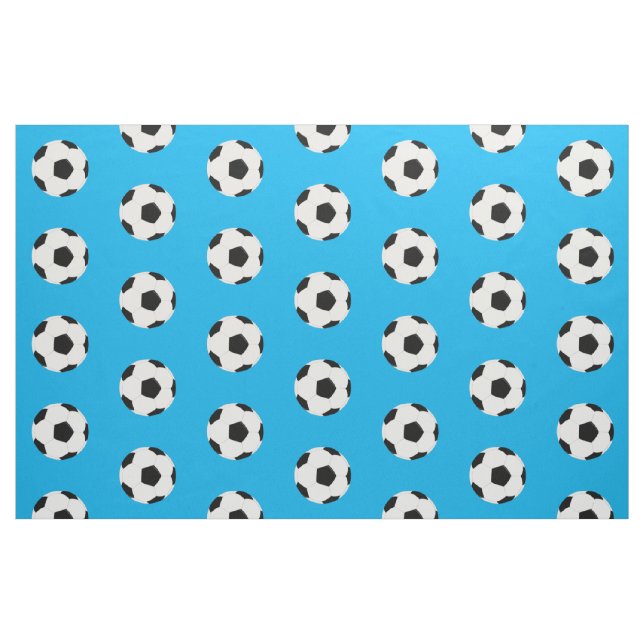 Tecido Padrão de Bolas de Futebol em Azul Brilhante (Fat Quarter)