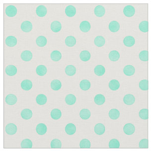 Tecido Padrão de bolinhas brancas de menta pastel