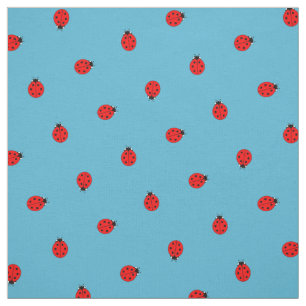 Tecido Padrão de Bolinhas Ladybug no azul