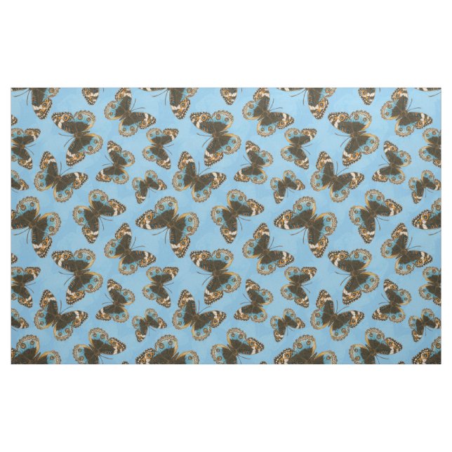 Tecido Padrão de Borboleta Azul (Fat Quarter)