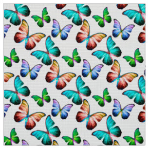 Tecido Padrão de Borboleta de Aquarela Vibrante