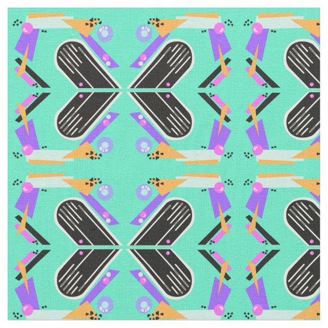 Tecido Padrão de Borboleta Neon na década de 90 (Detalhe)