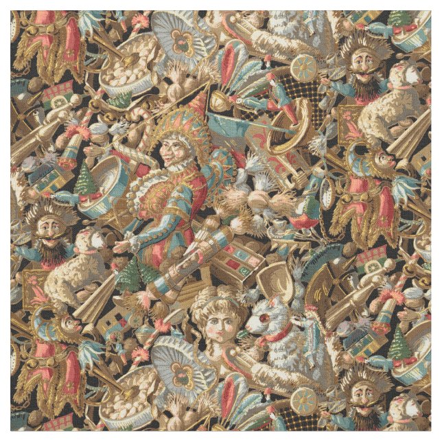 Tecido Padrão de Brinquedos Vintage Victorian Era (Detalhe)