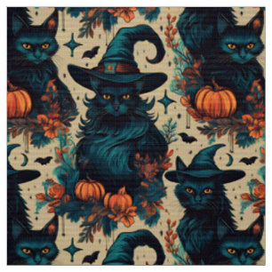 Tecido Padrão de bruxas preto de halloween
