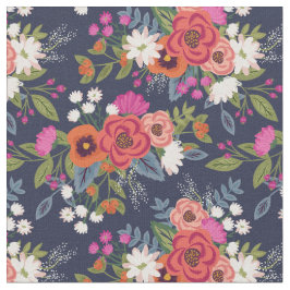 Tecido Padrão de Buquês Florais de Boho Vibrante