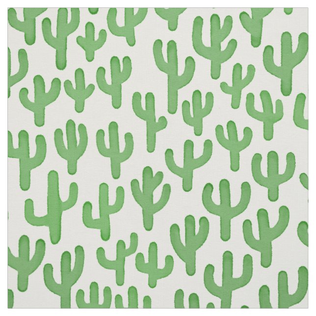 Tecido Padrão de Cactus de Aquarela - Verde (Modelo)