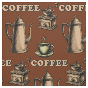 Tecido Padrão de Café Retro Café