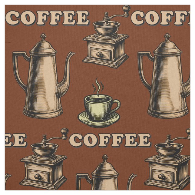 Tecido Padrão de Café Retro Café (Modelo)