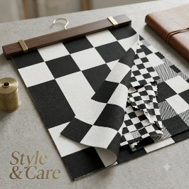 Tecido Padrão de Caixa Preta e Branca Minimalista Elegant