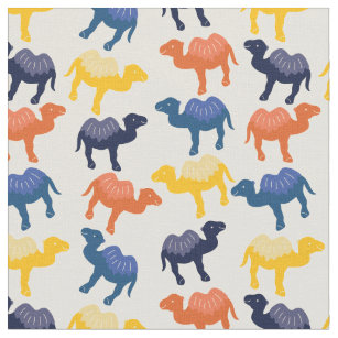 Tecido Padrão de Camelos de Cartoon Coloridos Bonitos