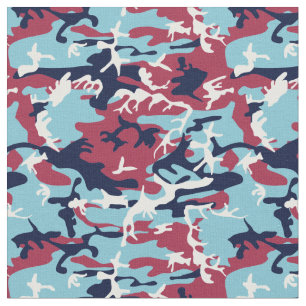 Tecido Padrão de Camo - Marinho azul brilhante Branco