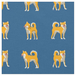 Tecido Padrão de Cão de Shiba Inu Azul Clássico