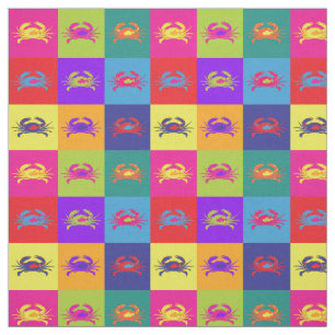 Tecido Padrão de Caranguejo Colorido de pop Art
