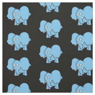 Tecido Padrão de Cartoon de Elefante Azul