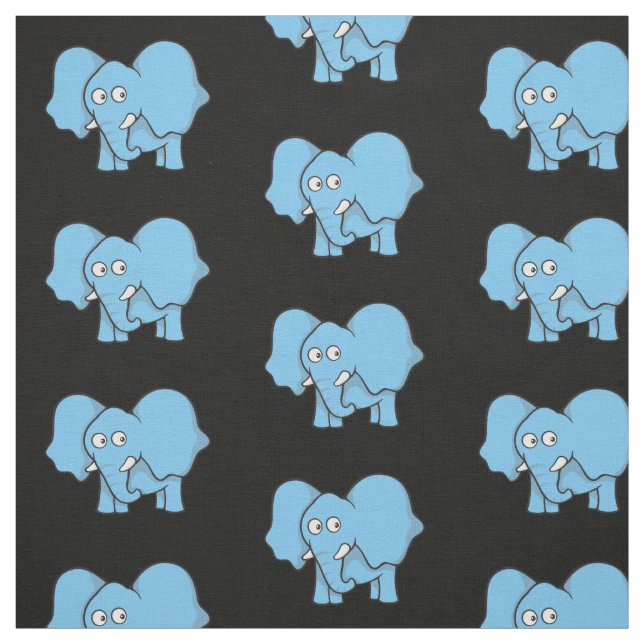 Tecido Padrão de Cartoon de Elefante Azul (Modelo)