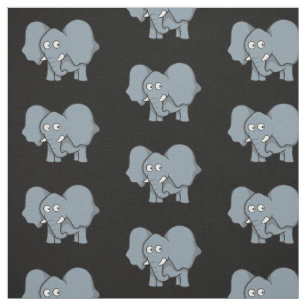 Tecido Padrão de Cartoon de Elefante cinza