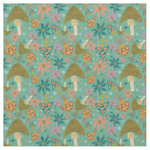 Tecido Padrão de Casa Floral Retro