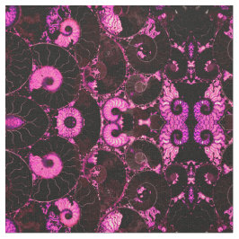 Tecido Padrão de casca fóssil abstrato de Nautilus rosa