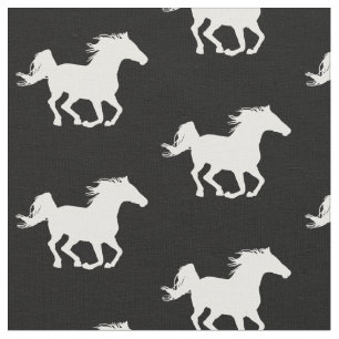 Tecido Padrão de Cavalo Galopante Branco Entusiasta de