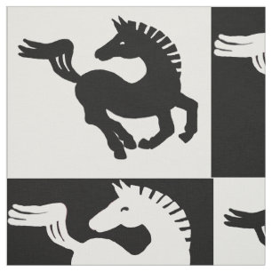 Tecido Padrão de cavalos brancos e negros