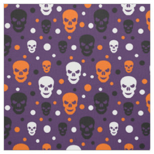 Tecido Padrão de Caveiras Coloridas de Halloween com Pont